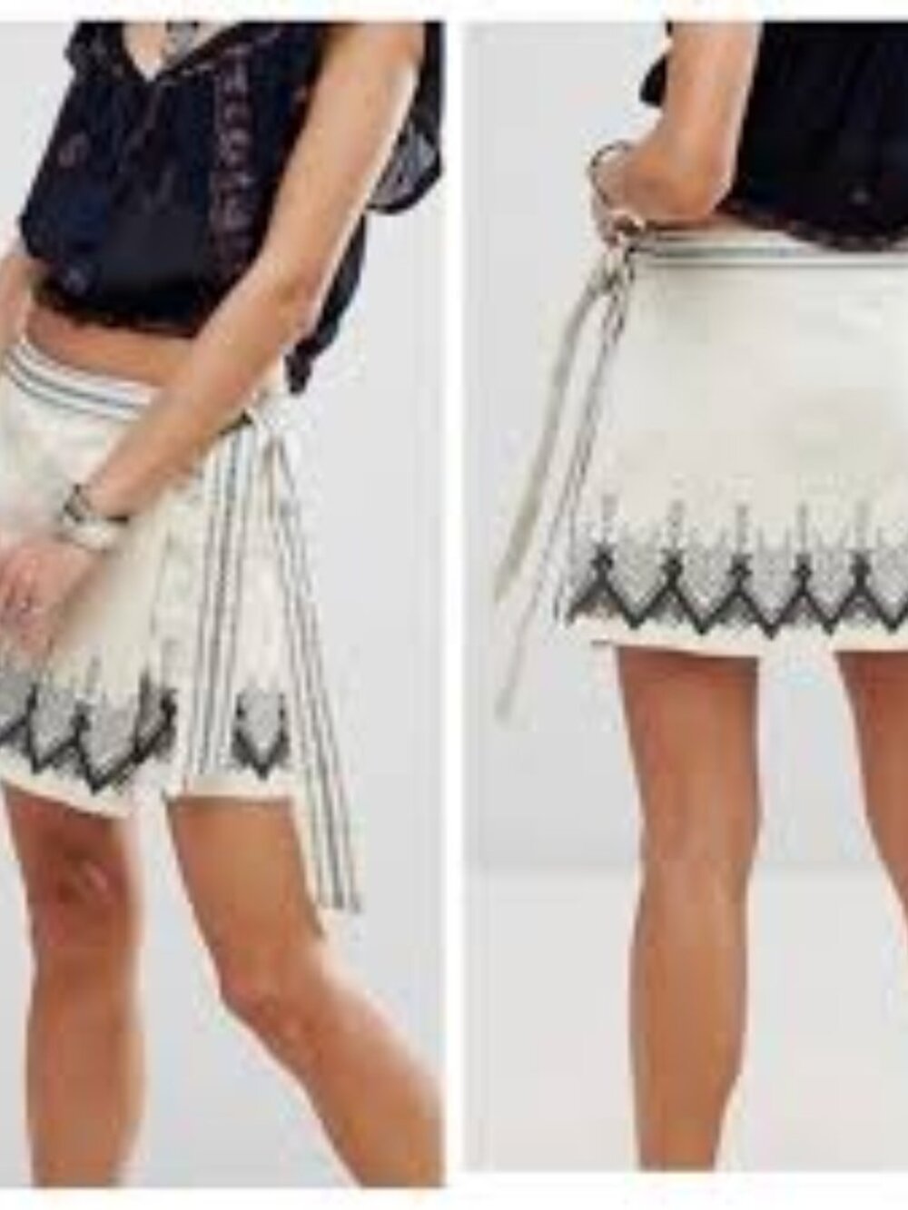 Free People Dream Away Embroidered Wrap Mini Skirt 4